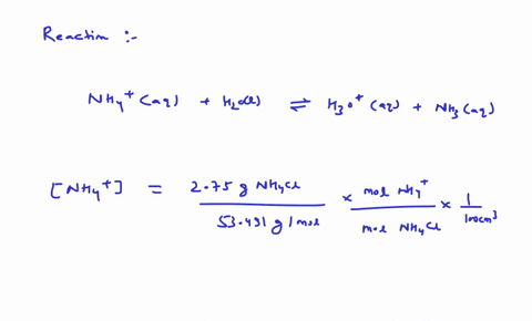 what-is-the-ph-of-a-solution-when-275-g-of-ammonium-chloride-mathrmnh_4-mathrmcl-is-used-to-make-100