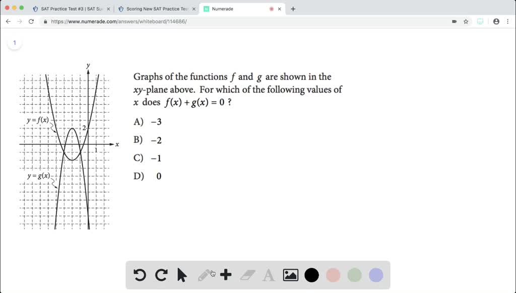 Solved Graphs Of The Functions F And G Are Shown In The X Y Plane Above For Which Of The Following Values Of X Does F X G X 0 Begin Array Cc A 3 B