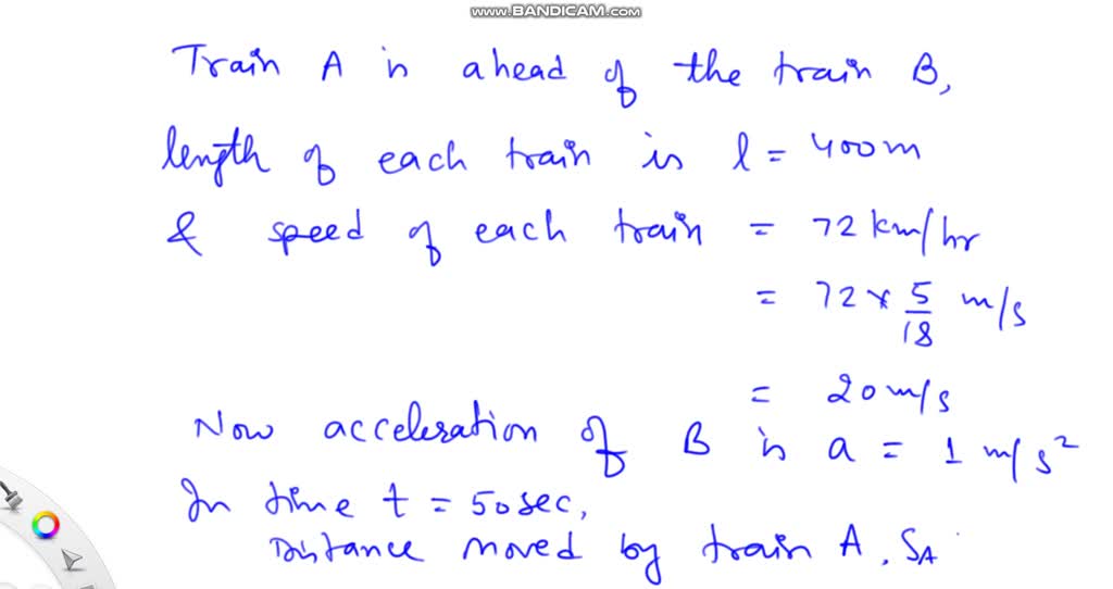 SOLVED: Two Trains A And B Of Length 400 M Each Are Moving On Two ...