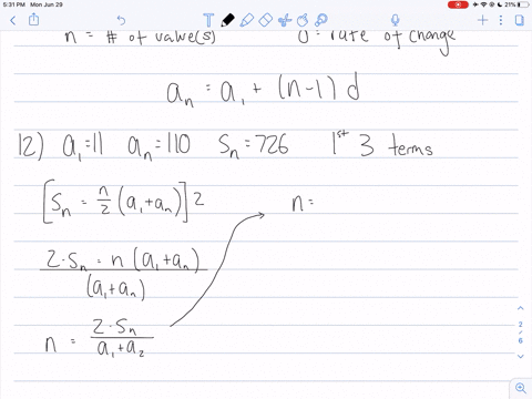 SOLVED:Find the first three terms of each arithmetic series described ...