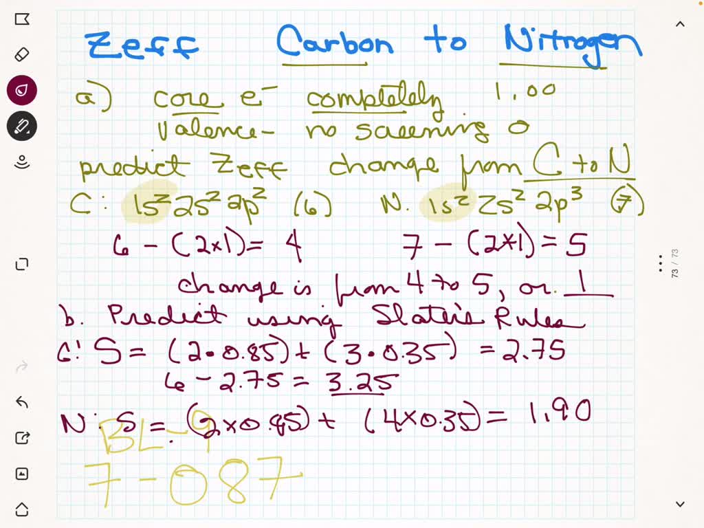 SOLVEDConsider the change in effective nuclear charge experienced by a 2 p electron as we