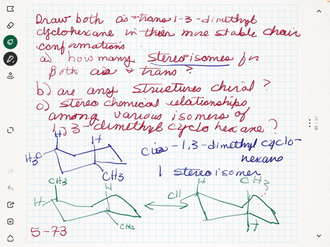 draw-both-c-i-s-and-trans-13-dimethylcyclohexane-in-their-more-stable-chair-conformations-a-how-many