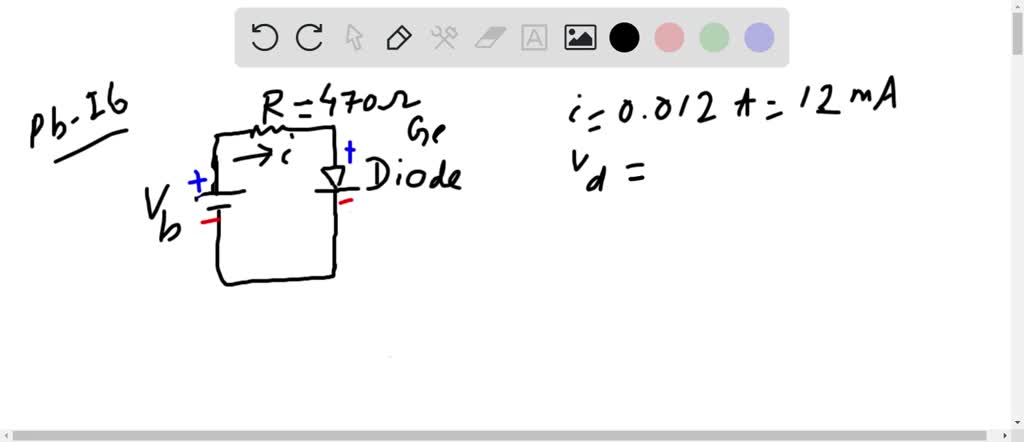 SOLVED:A germanium diode has a voltage drop of 0.40 V when 12 mA passes ...