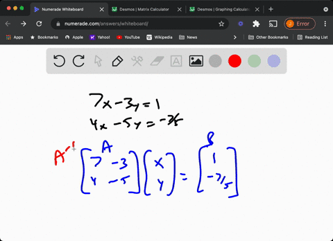 apply-matrix-algebra-to-solve-the-system-of-linear-equations-beginarrayl-7-x-3-y1-4-x-5-y-frac75-end