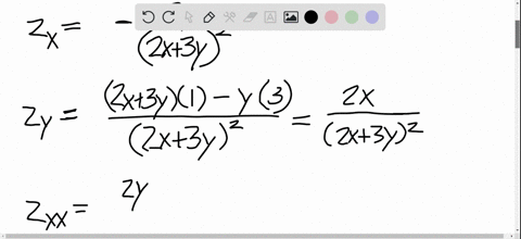 Solved Find All The Second Partial Derivatives Z Dfrac Y 2x 3y