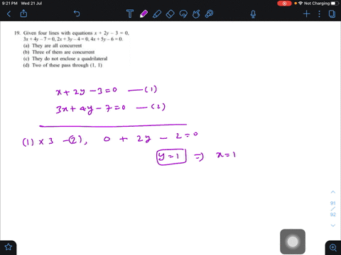 given-four-lines-with-equations-x2-y-30-3-x4-y-702-x3-y-404-x5-y-60-a-they-are-all-concurrent-b-thre