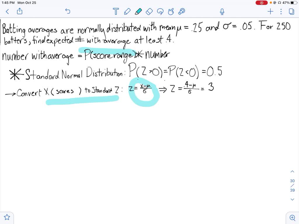 The mean batting average in major league baseball is about 0.250