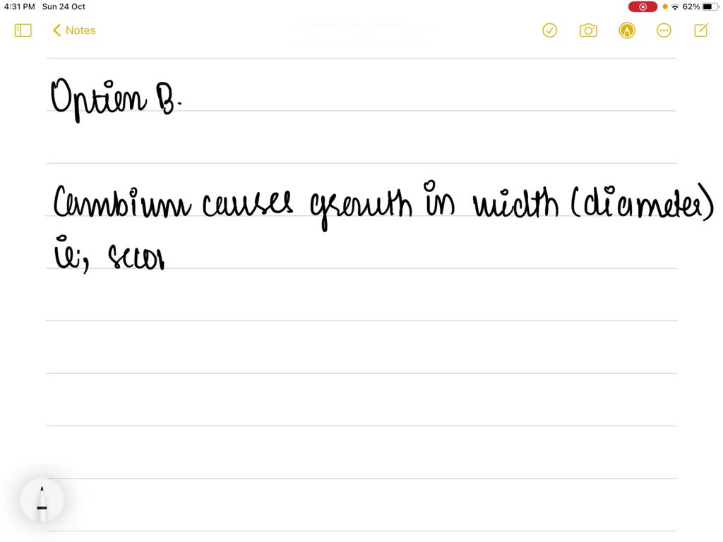 SOLVEDCambium causes growth in (a) Circumference (b) Width (diameter