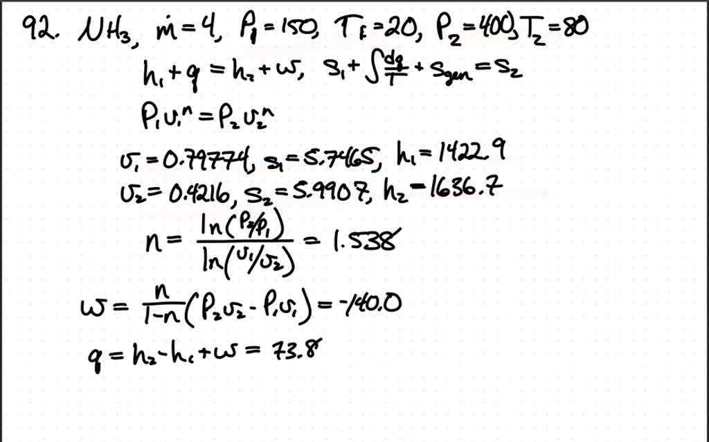 SOLVED:A 4 kg / s flow of ammonia goes through a device in a polytropic ...