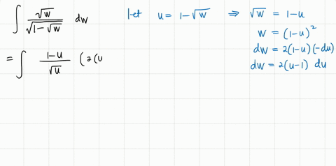 use-a-substitution-to-evaluate-the-given-integral-int-fracsqrtwsqrt1-sqrtw-d-w