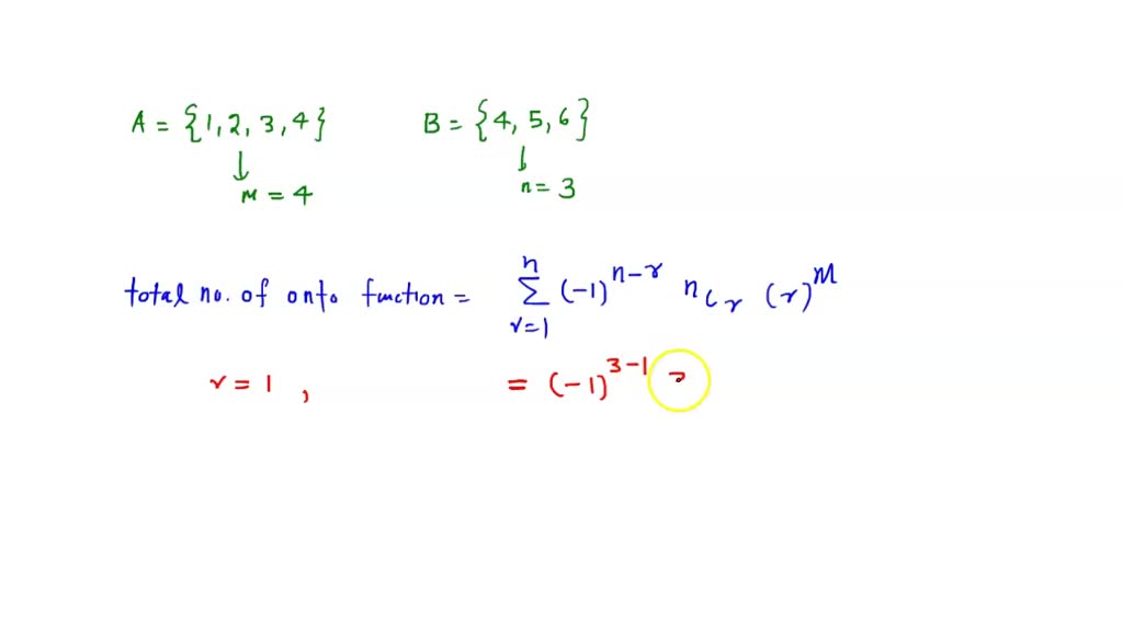 SOLVED:Find the number of onto function between two sets A={1,2,3,4 ...