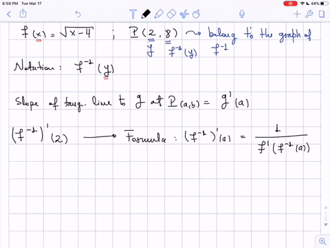 for-each-of-the-given-functions-yfx-a-find-the-slope-of-the-tangent-line-to-its-inverse-function-f-2