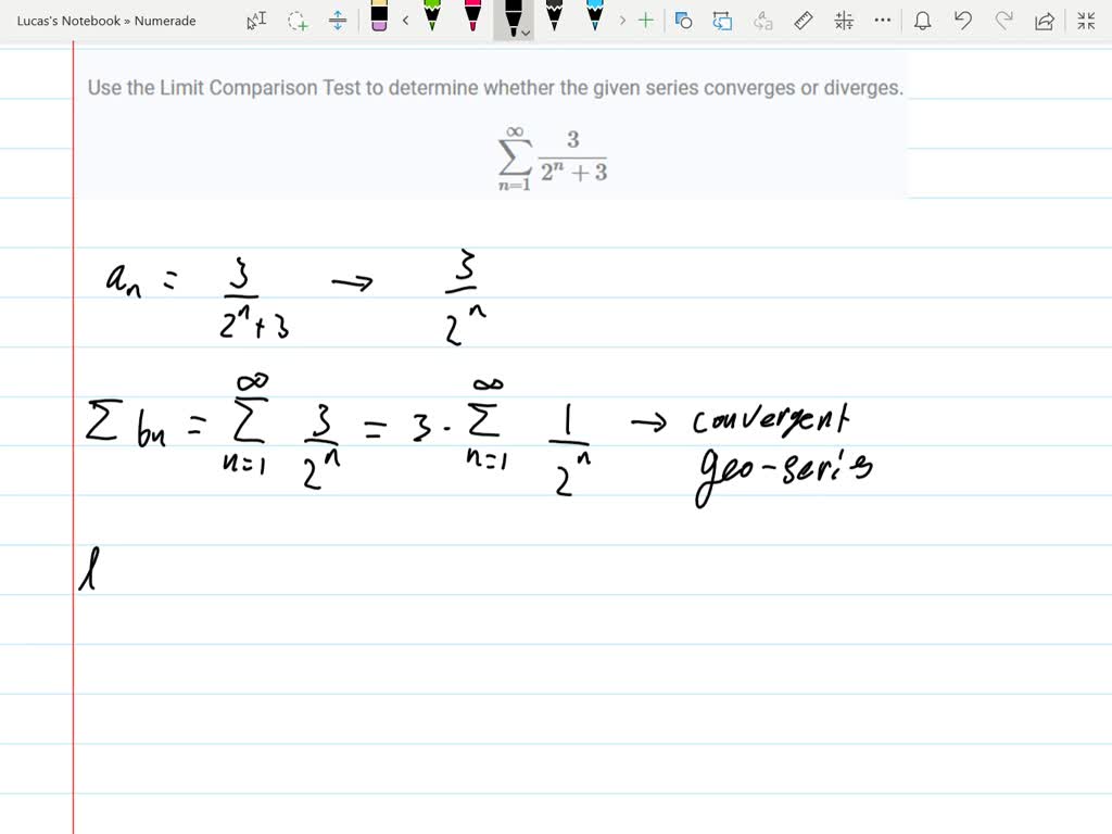 ⏩SOLVED:Use the Comparison Test, the Limit Comparison Test, or the ...