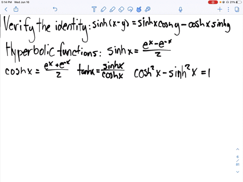 verify-that-the-given-equations-are-identities-sinh-x-ysinh-x-cosh-y-cosh-x-sinh-y