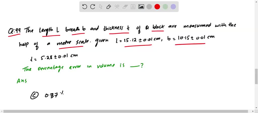 SOLVED:The length l, breadth b and thickness t of a block are measured ...