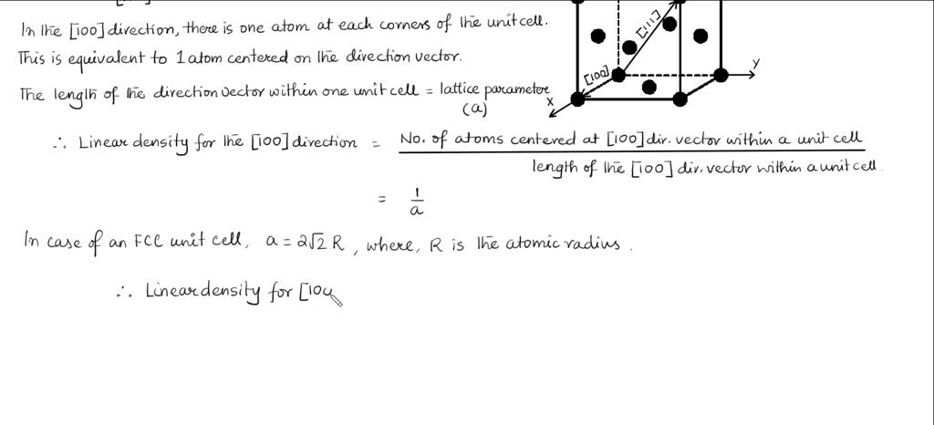 (a) Derive linear density expressions for FCC [100] and [111 ...