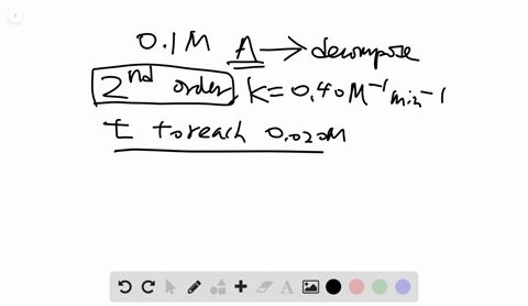 a-certain-substance-initially-at-010m-in-solution-decomposes-by-second-order-kinetics-if-the-rate-co