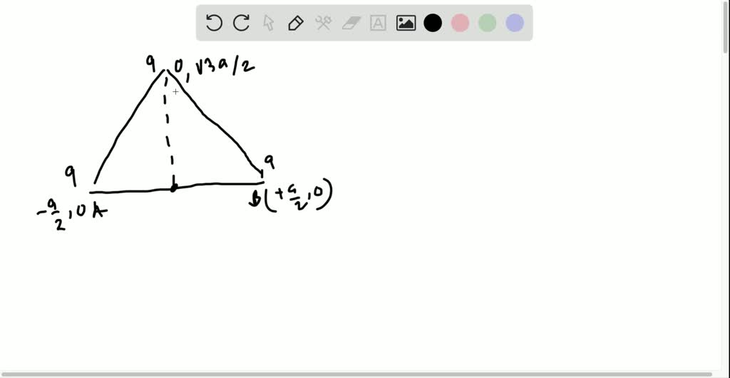 SOLVED:Three identical charges q form an equilateral triangle of side a ...