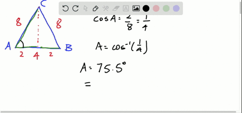 in-isosceles-triangle-a-b-c-the-sides-are-of-length-a-cb-c8-and-a-b4-find-the-angles-of-the-triangle