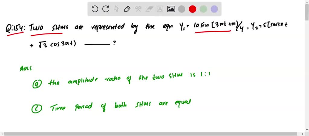 SOLVED:Two SHMs are represented by the equations: Y1=10 sin[3 πt+π/ 4 ...