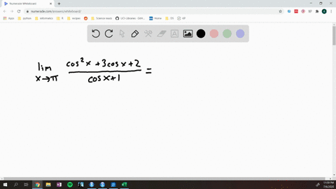 evaluate-limit-lim-_x-rightarrow-pi-fraccos-2-x3-cos-x2cos-x1