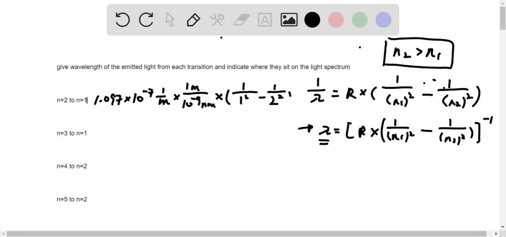 Calculate the wavelength of the light emitted whe…