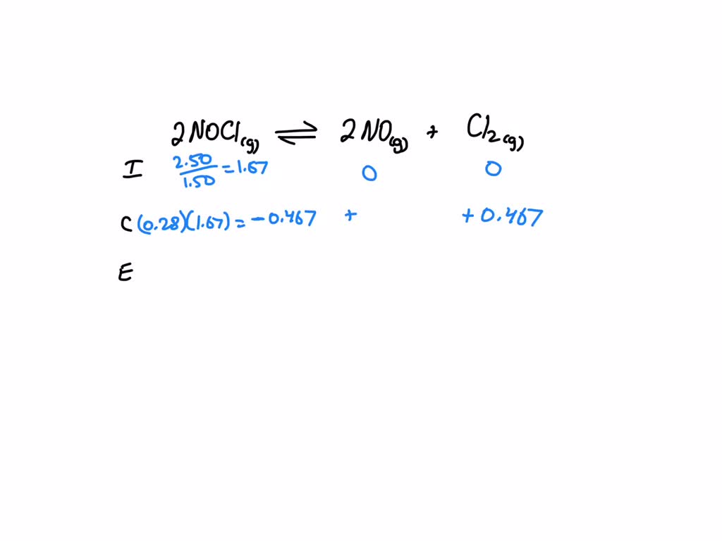 A 2.50 -mole quantity of NOCl was initially in a 1.50-L reaction ...