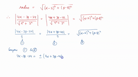 the-equation-of-the-circle-passing-through-the-point-28-touching-the-lines-4-x-3-y-240-and-4-x3-y-42