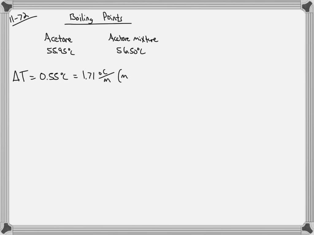 SOLVEDA solution contains 3.75 g of a nonvolatile pure hydrocarbon in 95 g acetone. The boiling