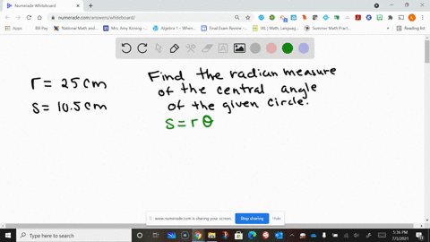 find-the-radian-measure-of-the-central-angle-of-a-circle-of-radius-r-that-intercepts-an-arc-of-le-23