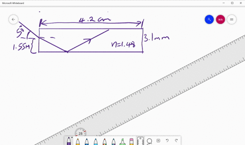a-laser-beam-traveling-in-air-strikes-the-midpoint-of-one-end-of-a-slab-of-material-as-shown-in-figu