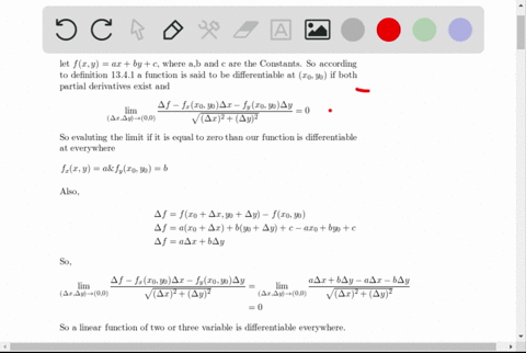 use-definitions-134-1-and-134-2-to-prove-that-a-linear-function-of-two-or-three-variables-is-differe