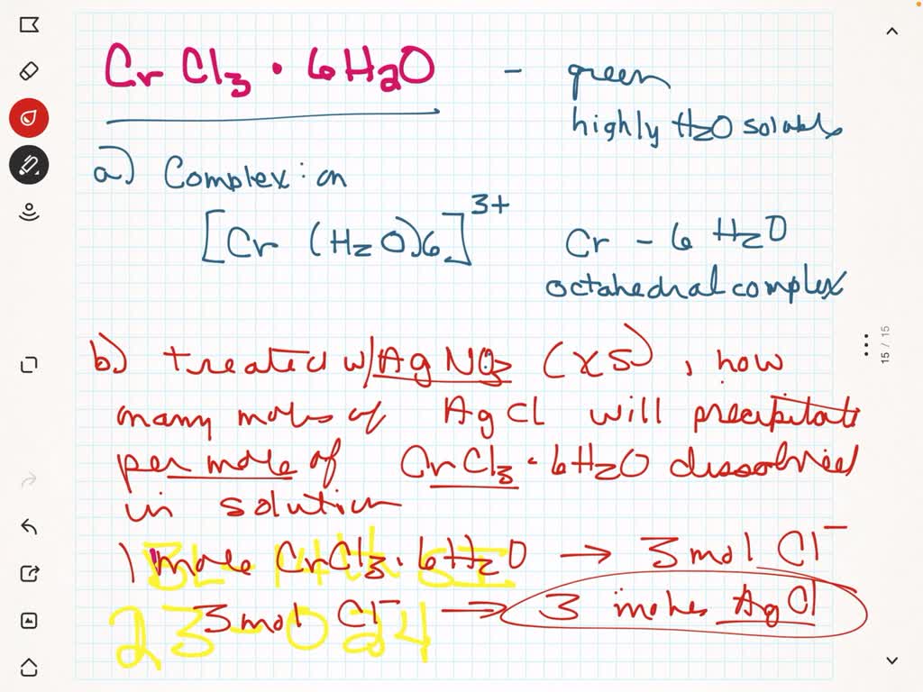 Solved Crystals Of Hydrated Chromium Iii Chloride Are Green Have An Empirical Formula Of Crcl3