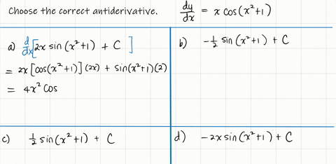 select-the-correct-antiderivative-fracd-yd-xx-cos-leftx21right-a-2-x-sin-leftx21rightc-b-frac12-sin-