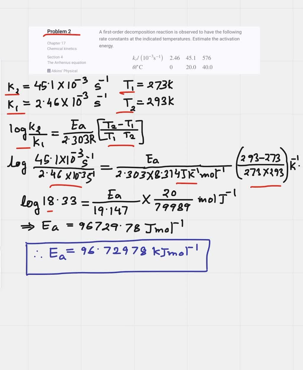 solved-a-first-order-decomposition-reaction-is-observed-to-have-the