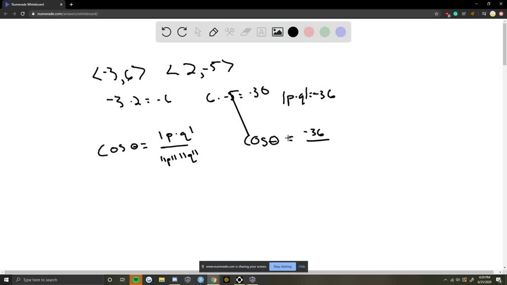 SOLVED:For each pair of vectors given, (a) compute the dot product ...