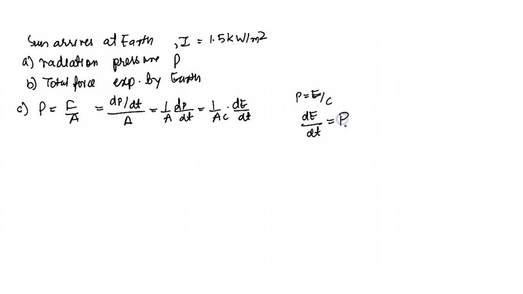 Radiant energy from the Sun arrives at Earth with an intensity of 1.5