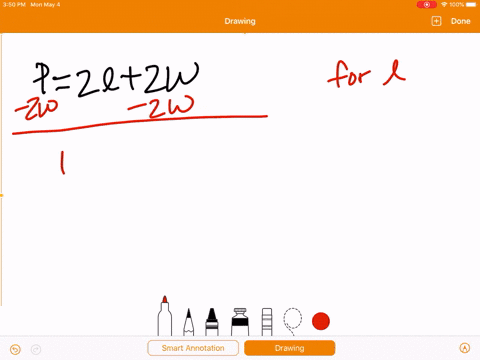 solve the formula for the variable w p 2l 2w