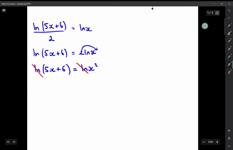 solve-each-logarithmic-equation-fracln-5-x62ln-x