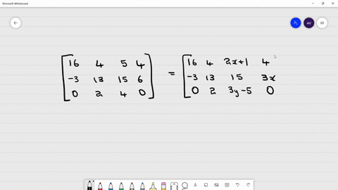 find-x-and-y-leftbeginarrayrrrr-16-4-5-4-3-13-15-6-0-2-4-0-endarrayrightleftbeginarrayrrrr-16-4-2-x1