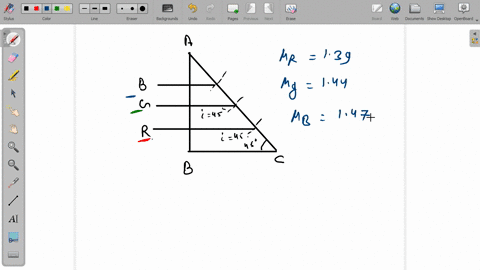 a-beam-of-light-consisting-of-red-green-and-blue-colours-is-incident-on-a-right-angled-isosoles-pris