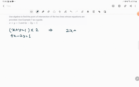 SOLVED:Use algebra to find the point of intersection of the two lines ...