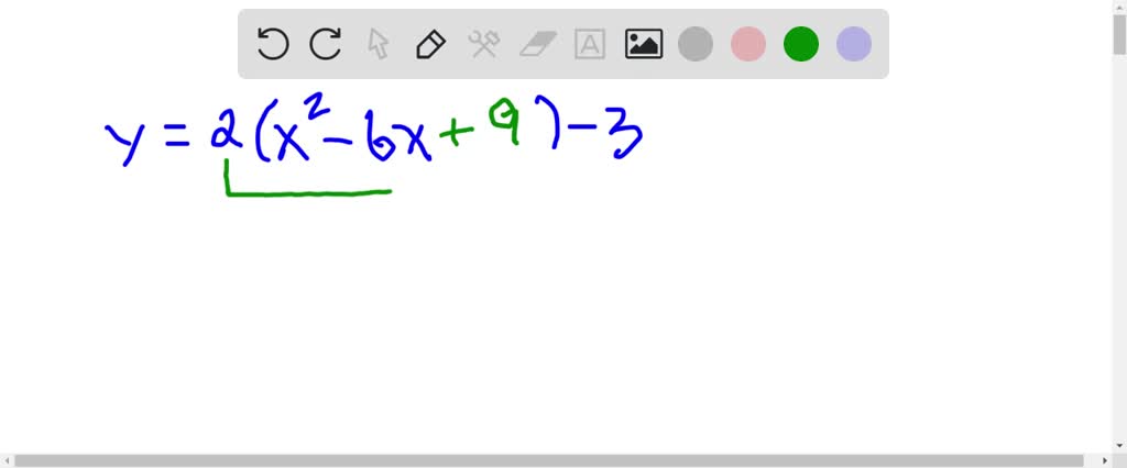 SOLVED:Rewrite in y=a(x-h)2+k form and determine the vertex. y=2 x 2-12 x-3