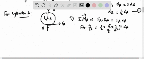 a-belt-of-negligible-mass-passes-between-cylinders-a-and-b-and-is-pulled-to-the-right-with-a-force-p