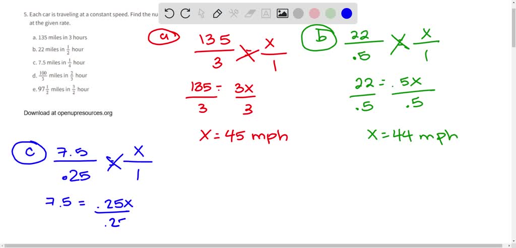 SOLVED Each car is traveling at a constant speed. Find the