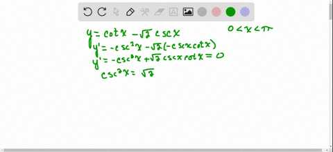 a-the-function-ycot-x-sqrt2-csc-x-has-an-absolute-maximum-value-on-the-interval-0xpi-find-it-b-graph