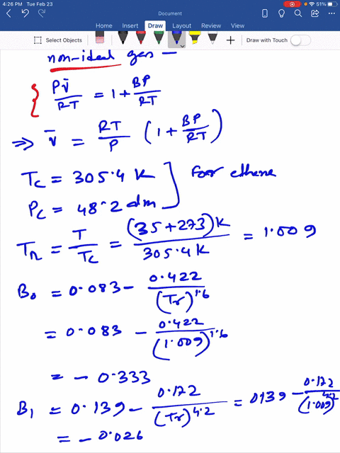 SOLVED: Problem 3 (35 marks): Calculate the compressibility factor Z and  specific volume V cm/mole for ethane at 47.5Â°C and 25 bar by the following  equations: 1. Ideal gas equation - 5