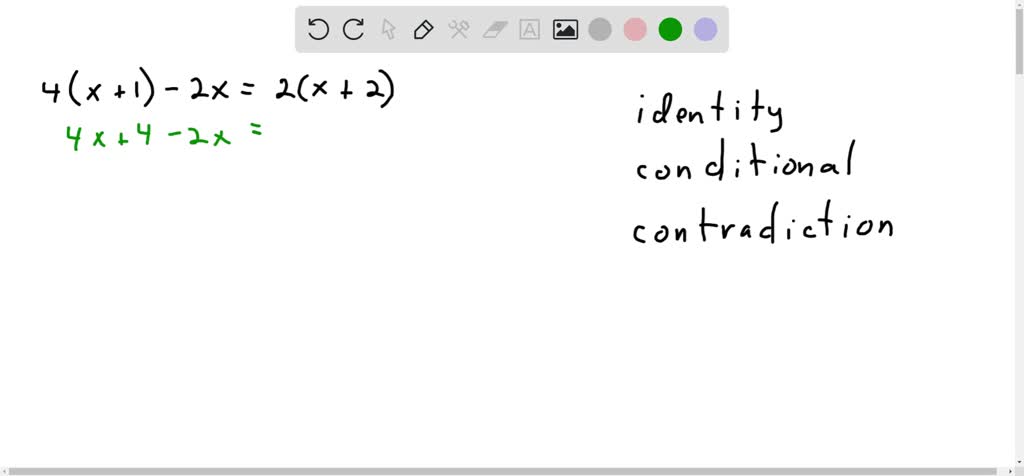 SOLVED:Determine whether the equation is an identity, a conditional ...