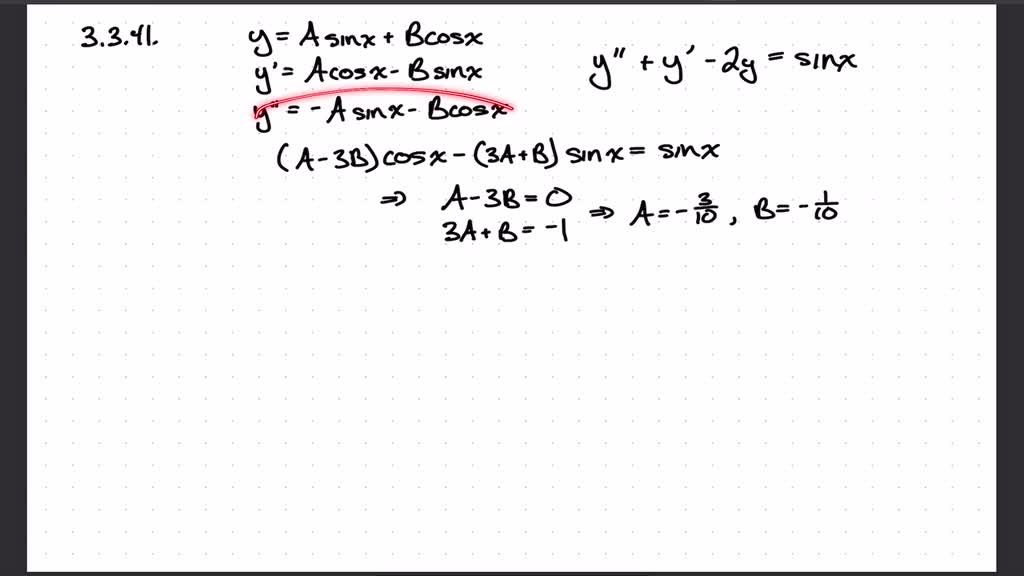 ⏩SOLVED:Find constants A and B such that the function y=A sinx+B