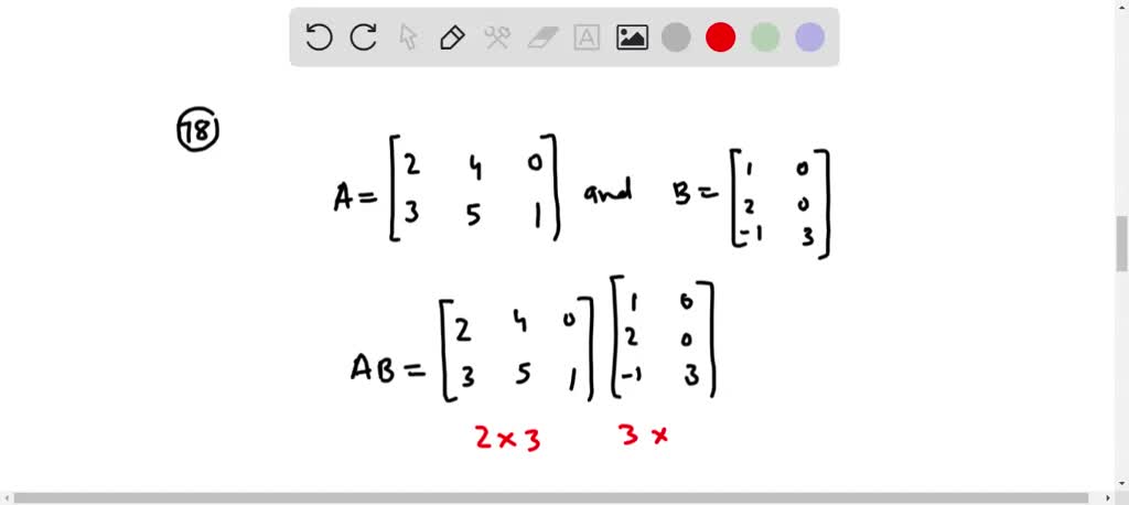 SOLVED:A matrix with m rows and n columns is said to be of type m ×n ...